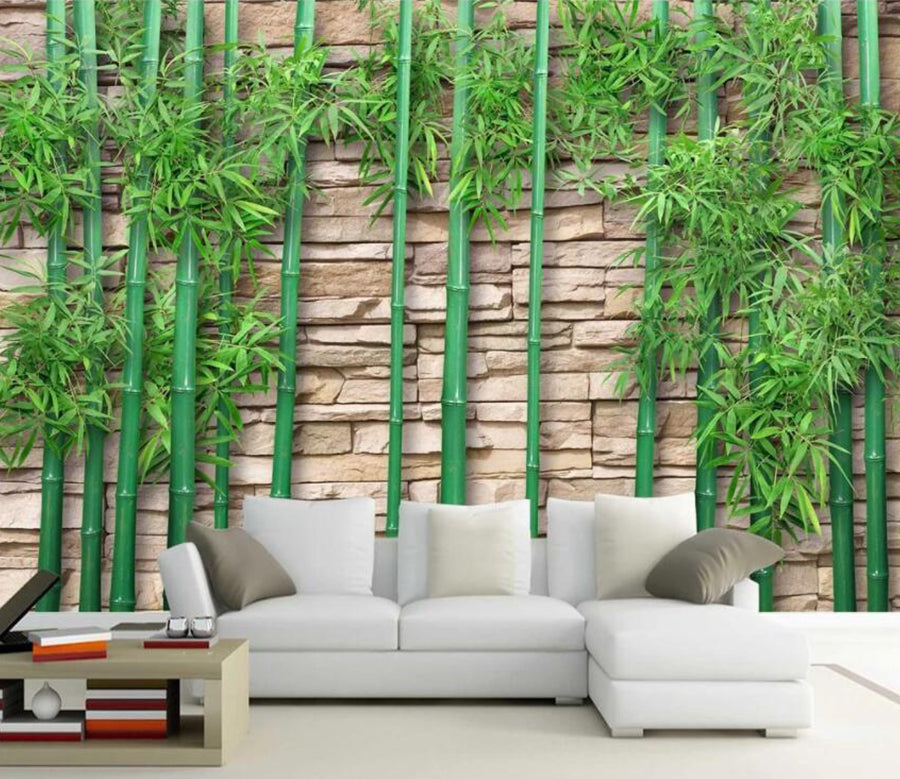 3D Bamboo Leaves WC1687 Wall Murals