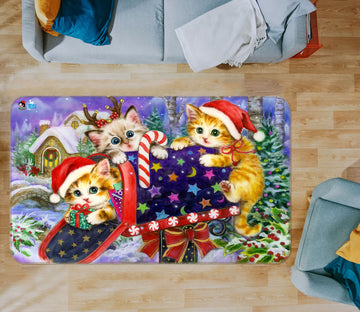 3D Christmas Cat 5716 Kayomi Harai Rug Non Slip Rug Mat