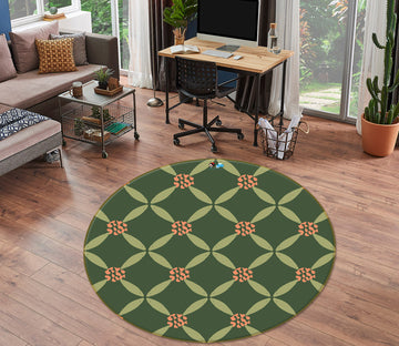 3D Green Pattern Flowers Leaves 10504 Kashmira Jayaprakash Rug Round Non Slip Rug Mat