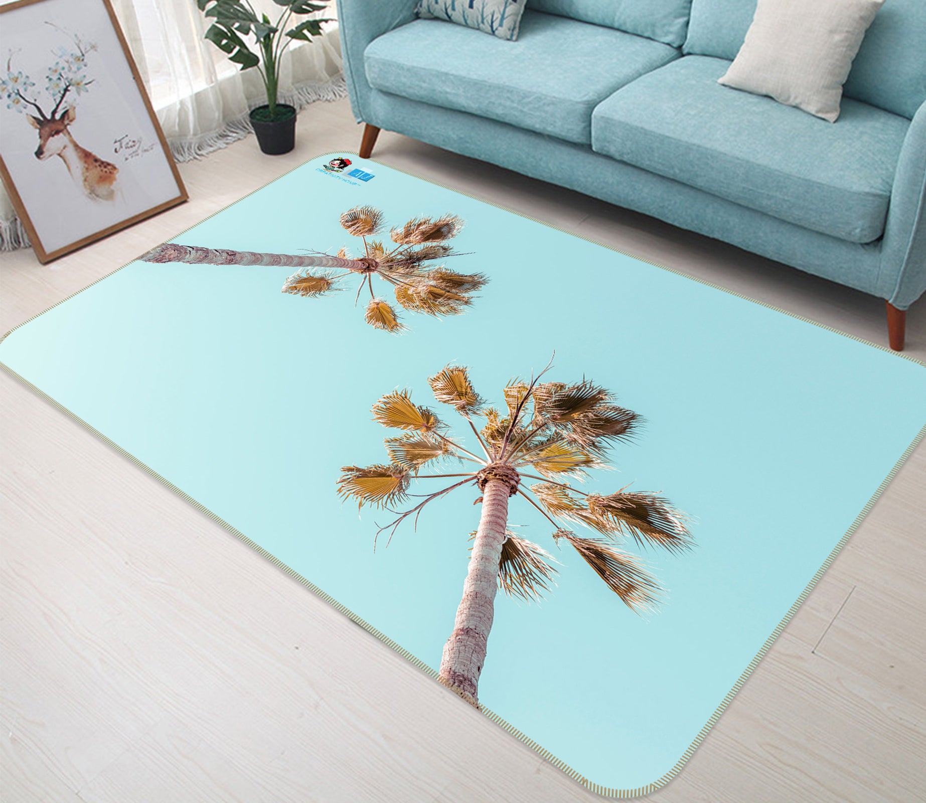 3D Sky Coconut Tree 6850 Assaf Frank Rug Non Slip Rug Mat