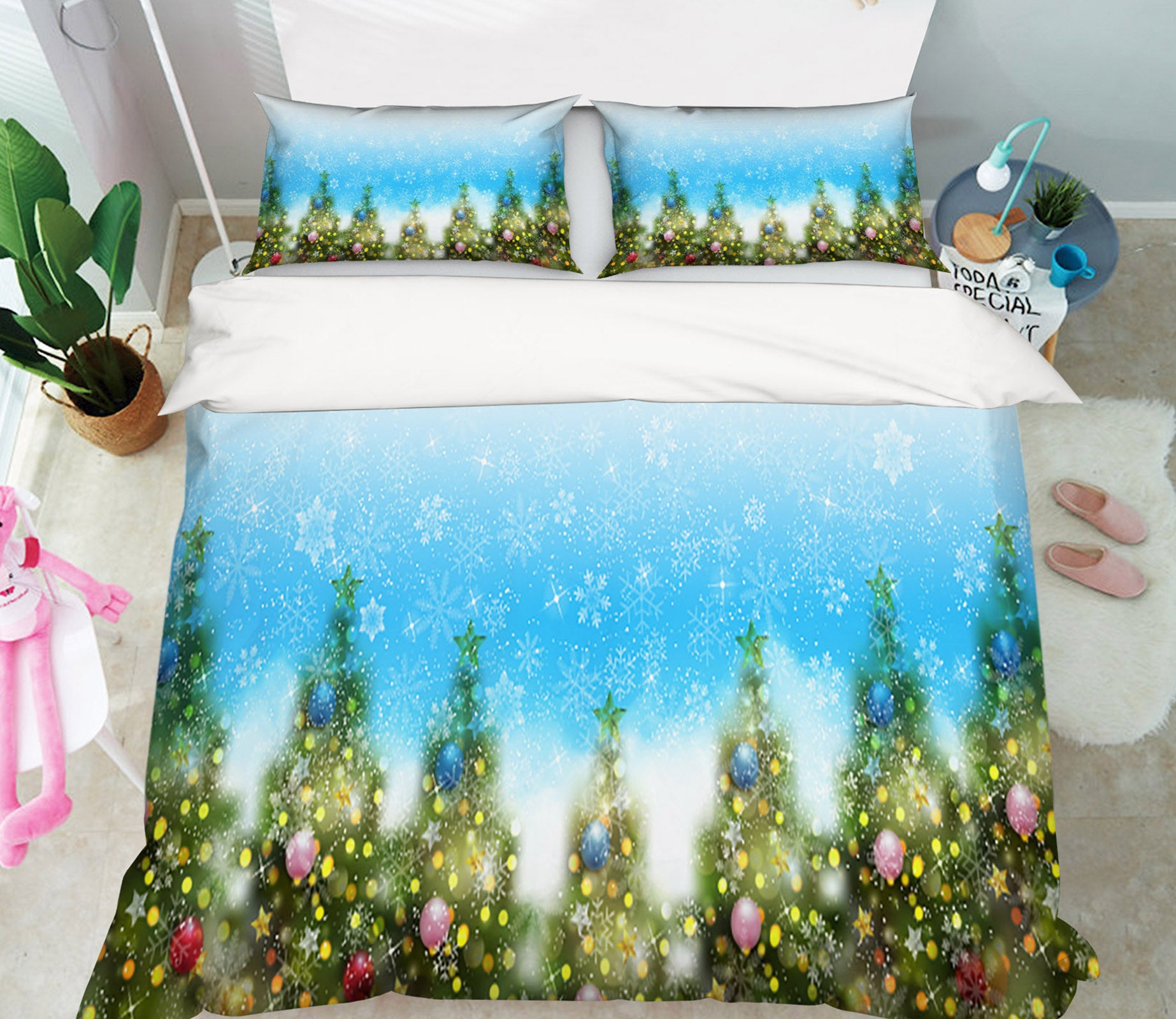 3D Tree Snowflake Colored Balls 53018 Christmas Quilt Duvet Cover Xmas Bed Pillowcases