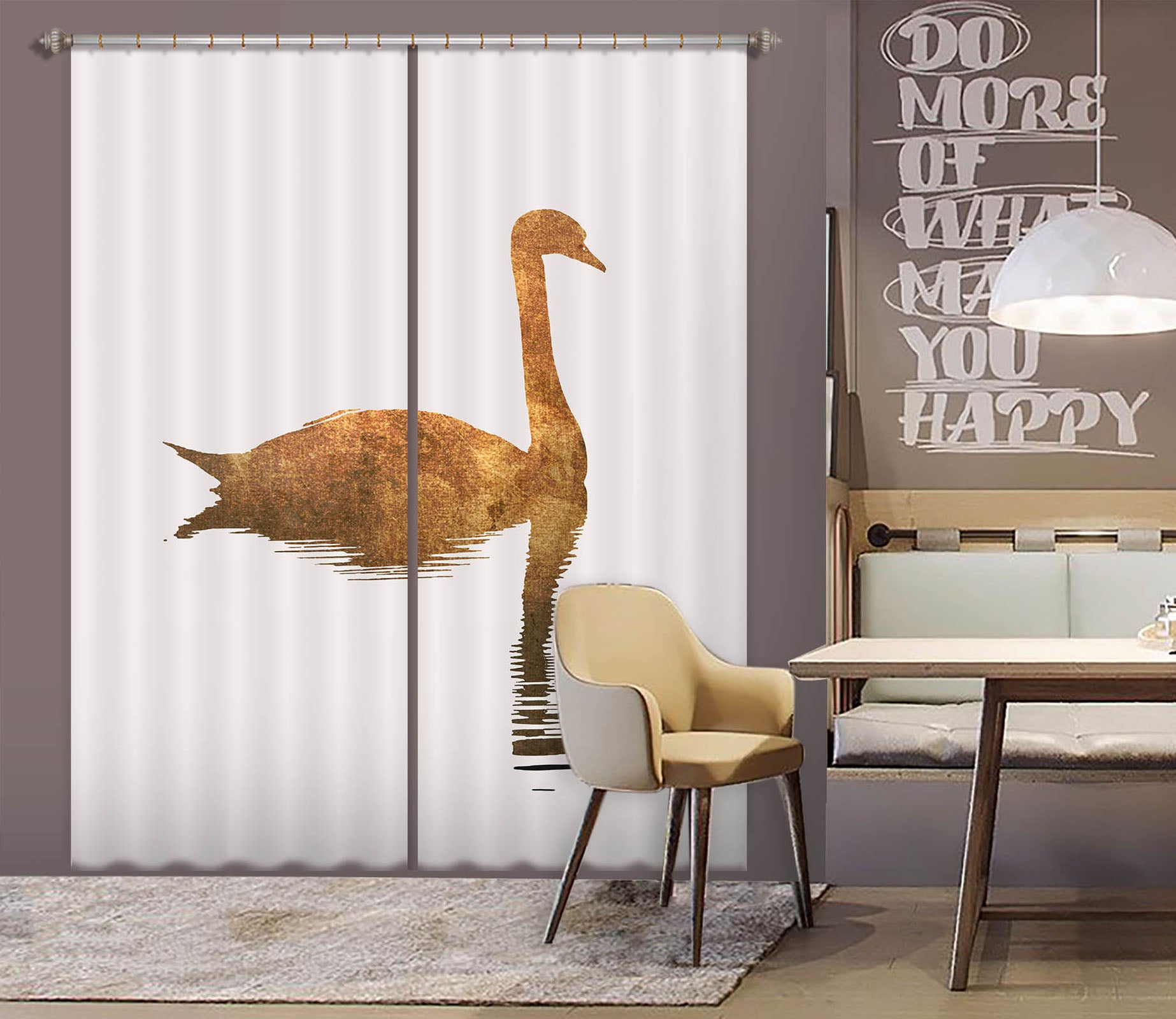 3D Swan Swimming 1126 Boris Draschoff Curtain Curtains Drapes