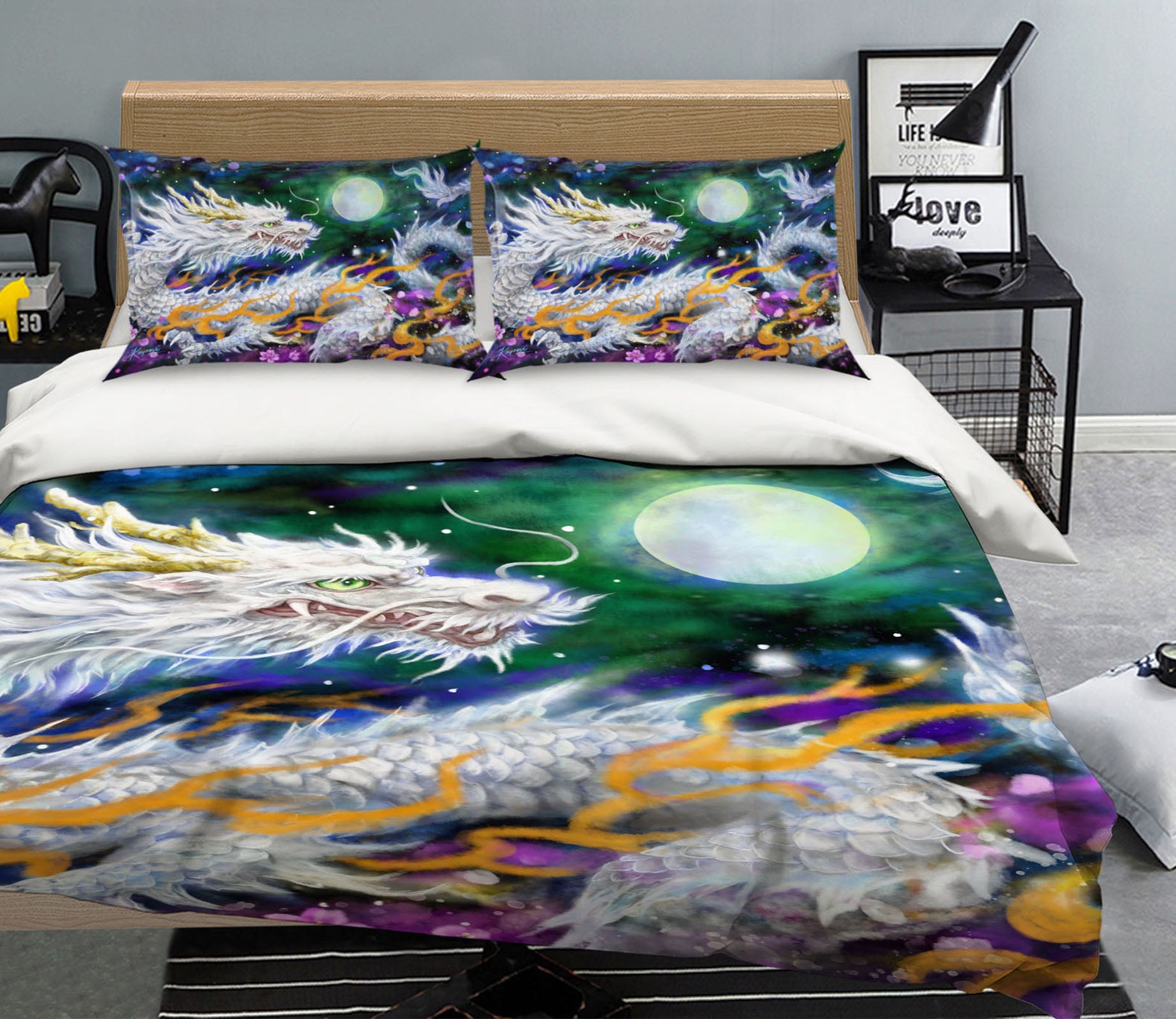 3D Dragon Moon 5882 Kayomi Harai Bedding Bed Pillowcases Quilt Cover Duvet Cover