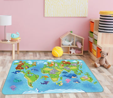 3D Living Land 231 World Map Non Slip Rug Mat