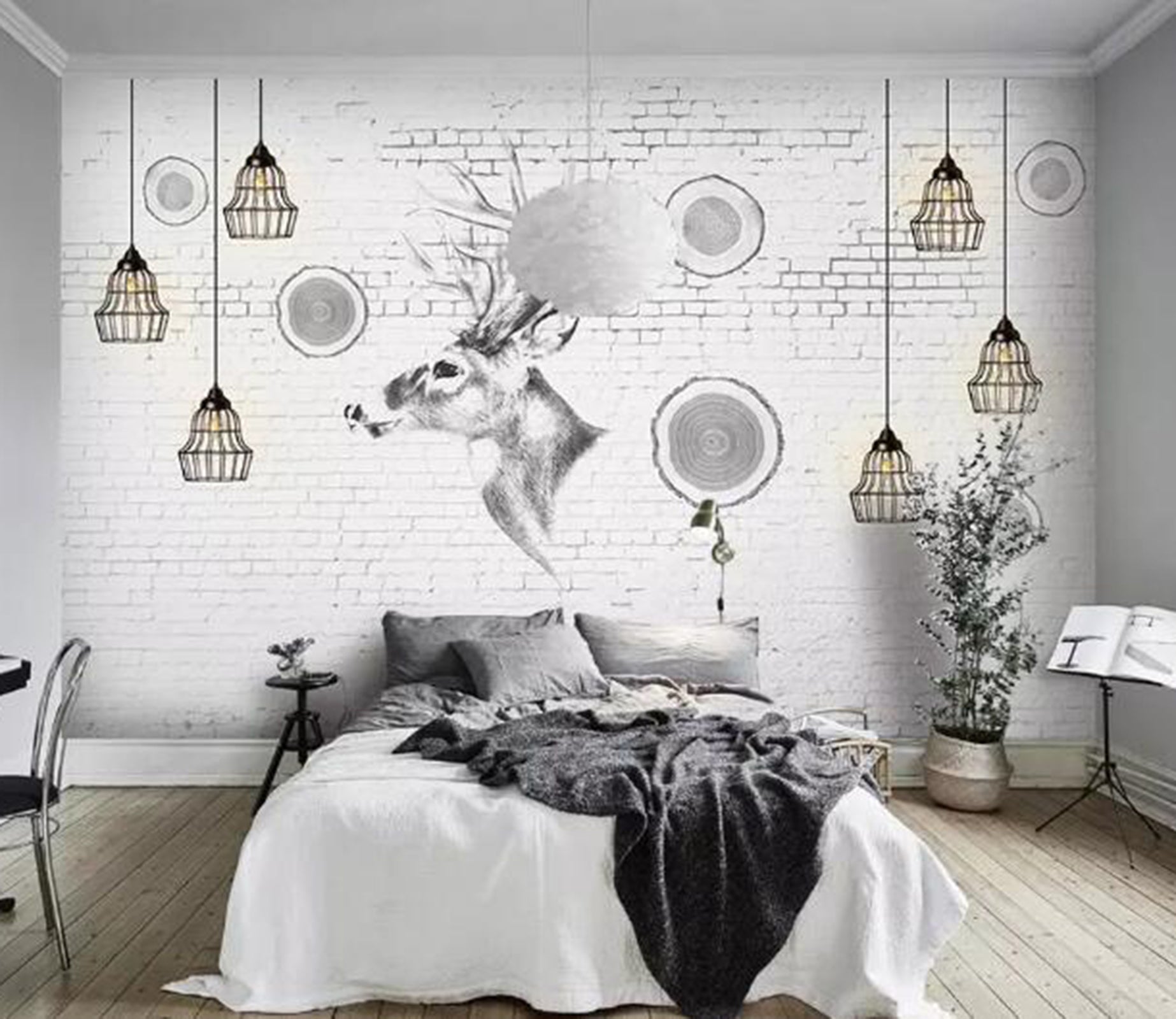 3D Elk Bulb WG02 Wall Murals Wallpaper AJ Wallpaper 2 