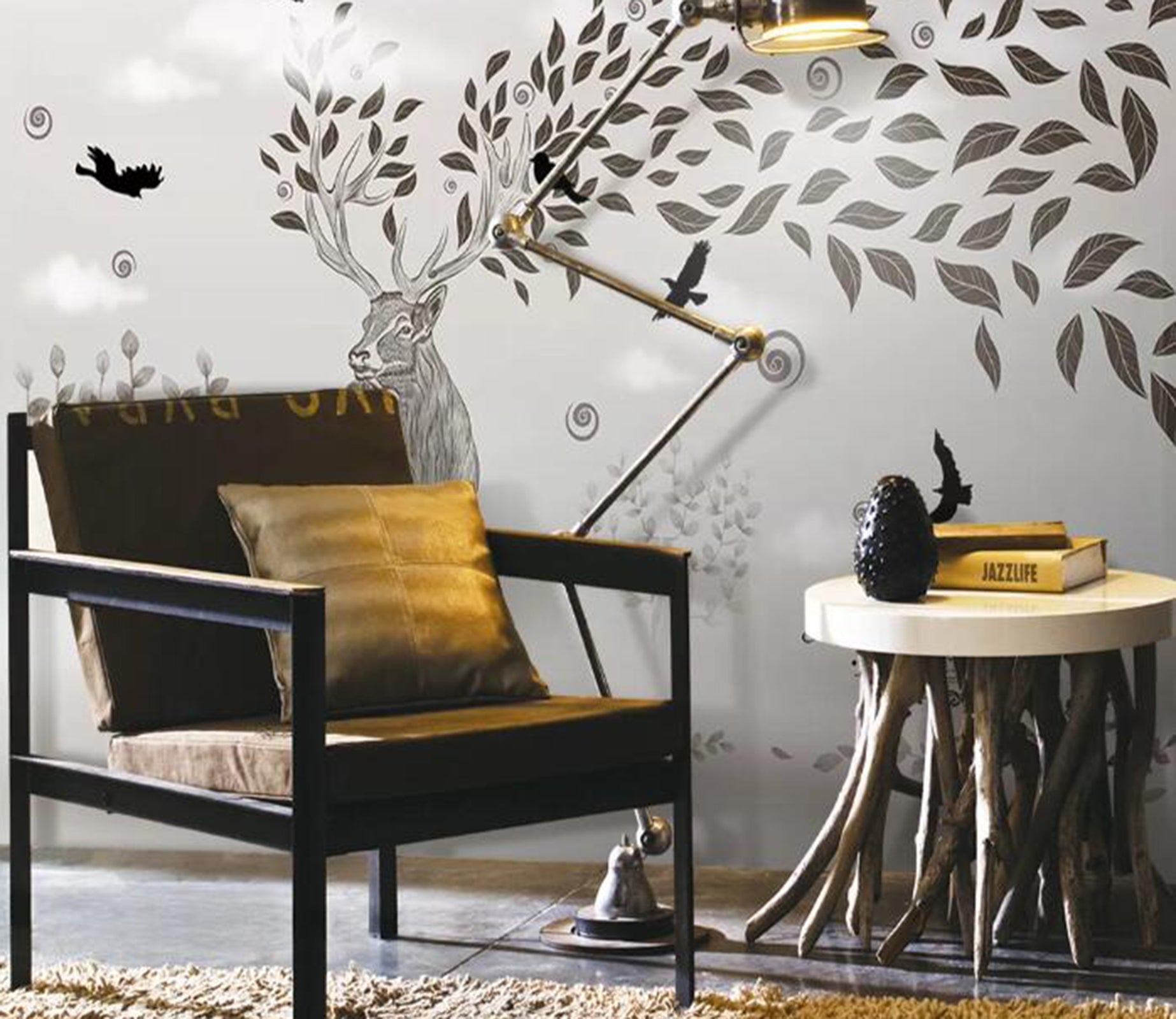 3D Elk Leaves WC32 Wall Murals Wallpaper AJ Wallpaper 2 