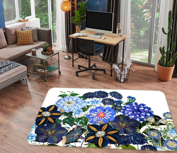 3D Blue Peony 074 Uta Naumann Rug Non Slip Rug Mat