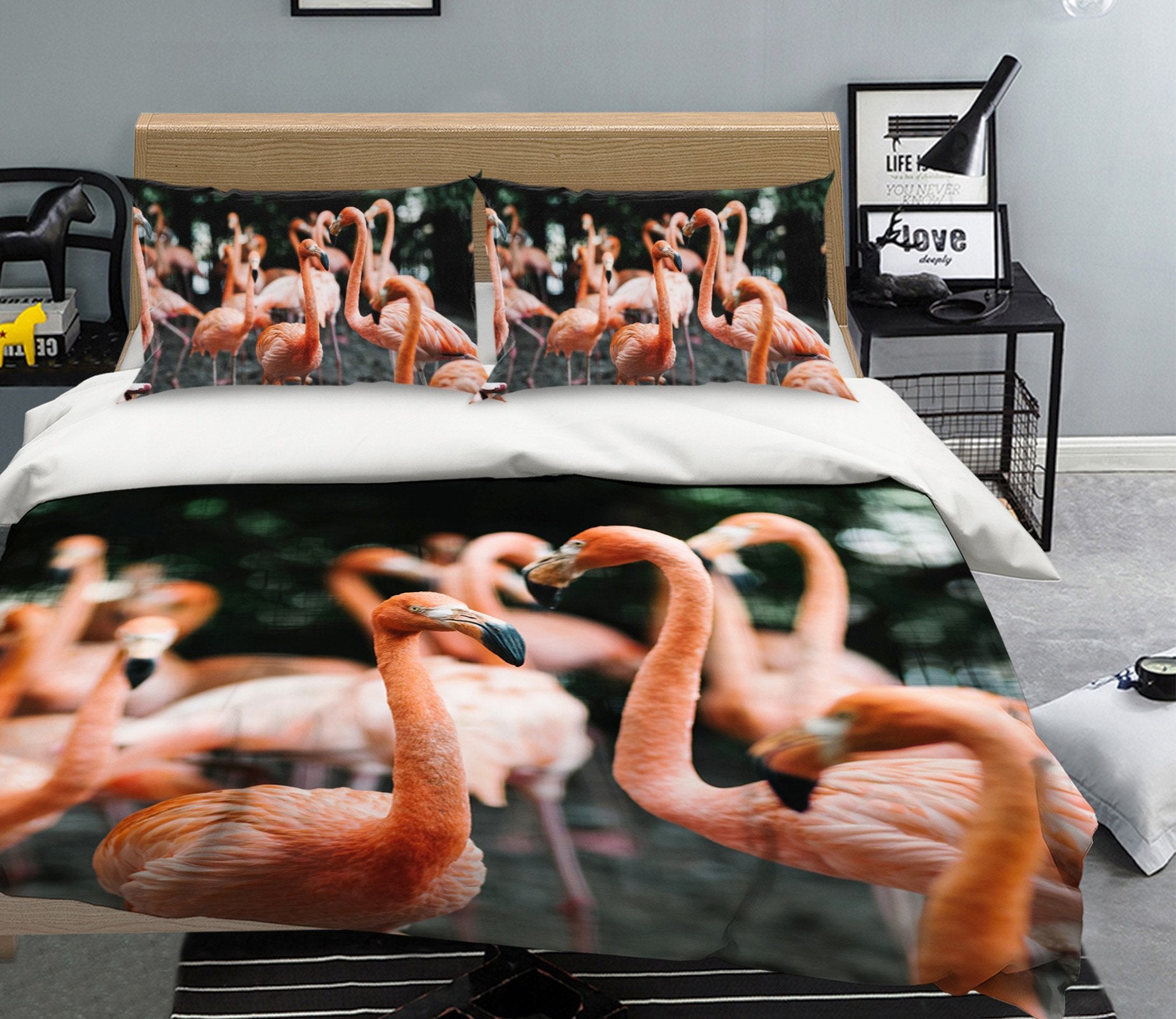 3D Flamingo Group 1947 Bed Pillowcases Quilt Quiet Covers AJ Creativity Home 