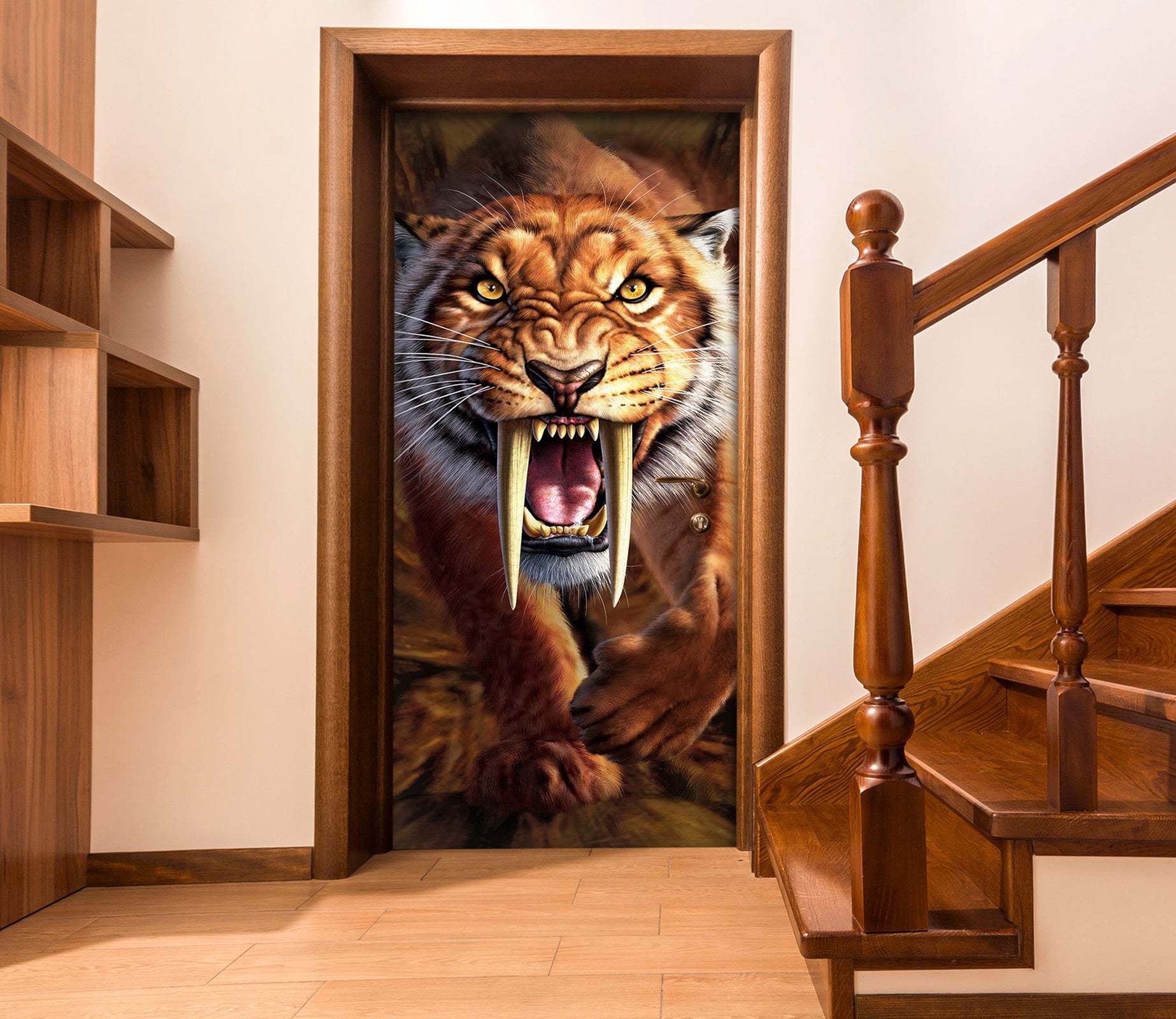 3D Saber-Toothed Tiger 112147 Jerry LoFaro Door Mural