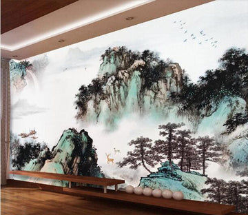 3D Mountain Tree WC1106 Wall Murals