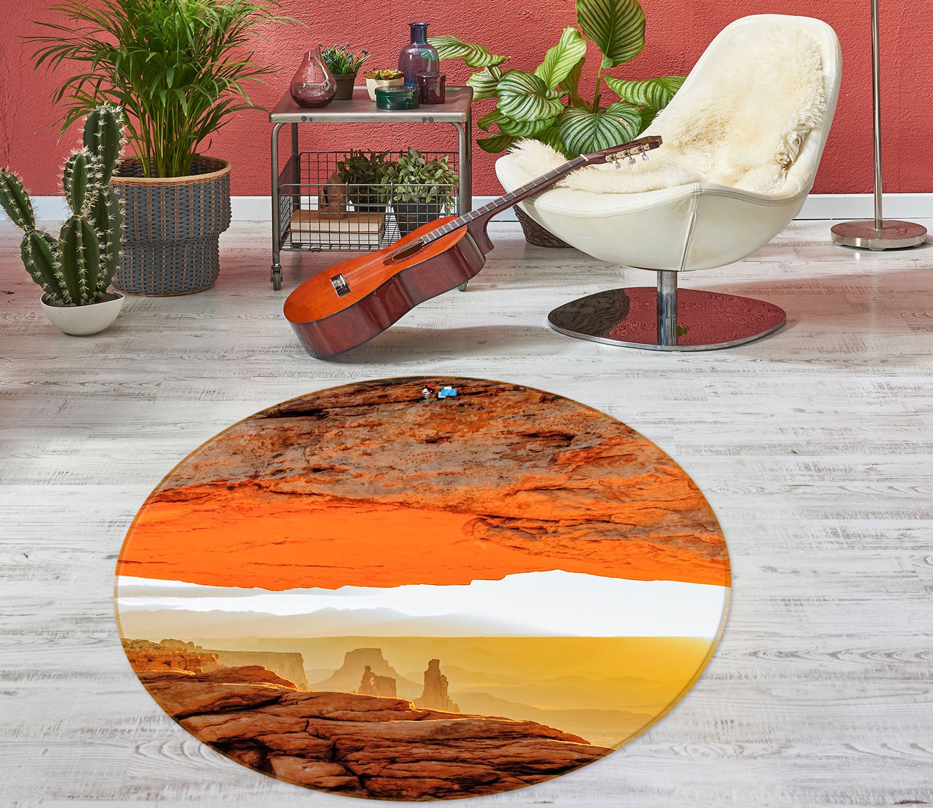 3D Sunset Mountain 5033 Beth Sheridan Rug Round Non Slip Rug Mat