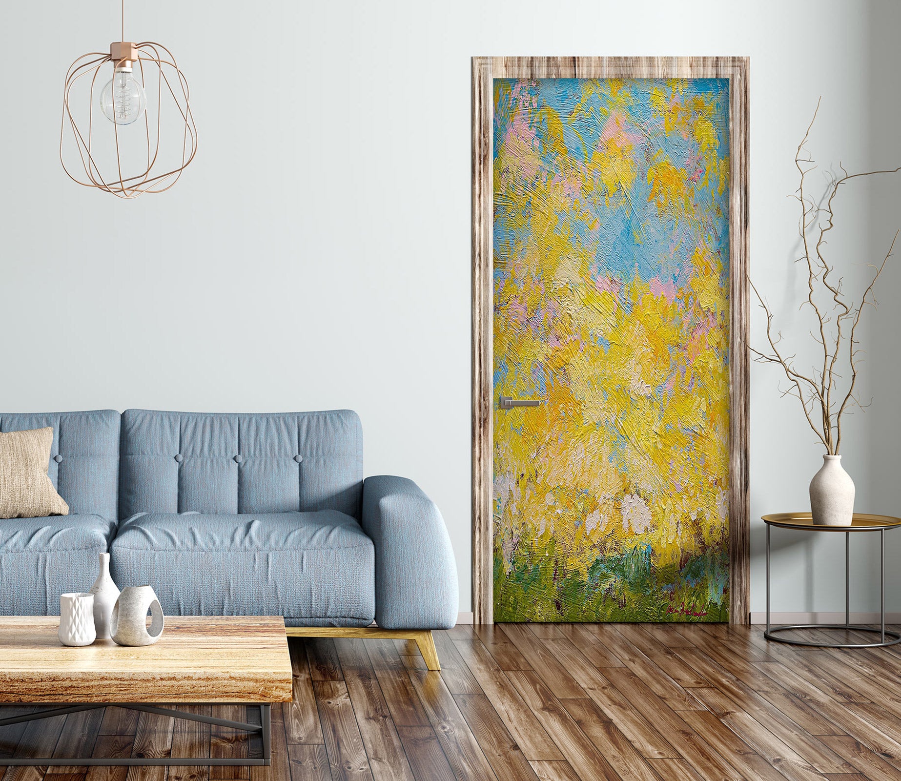 3D Yellow Flowers Oil Painting 93101 Allan P. Friedlander Door Mural