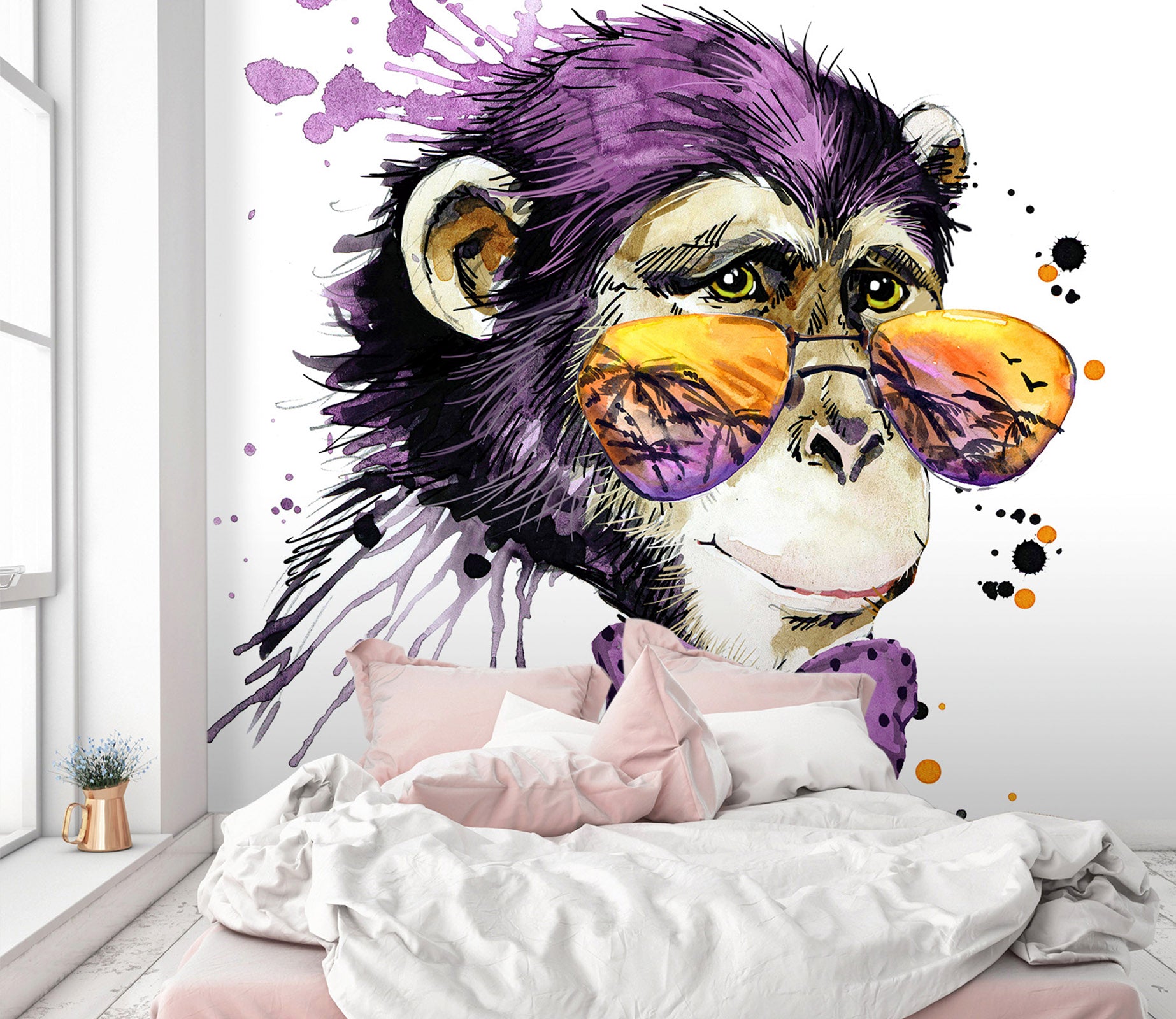 3D Purple Monkey 375 Wall Murals