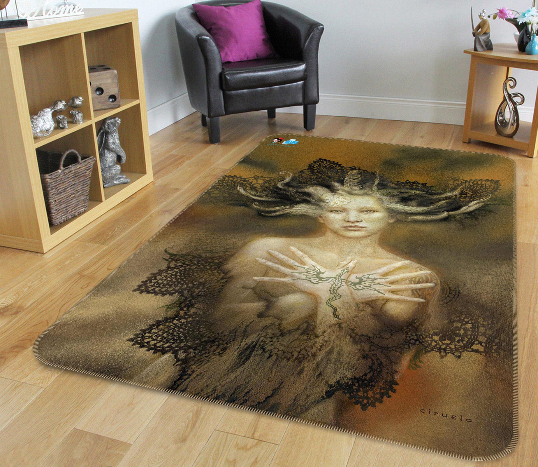 3D Textured Woman 6043 Ciruelo Rug Non Slip Rug Mat