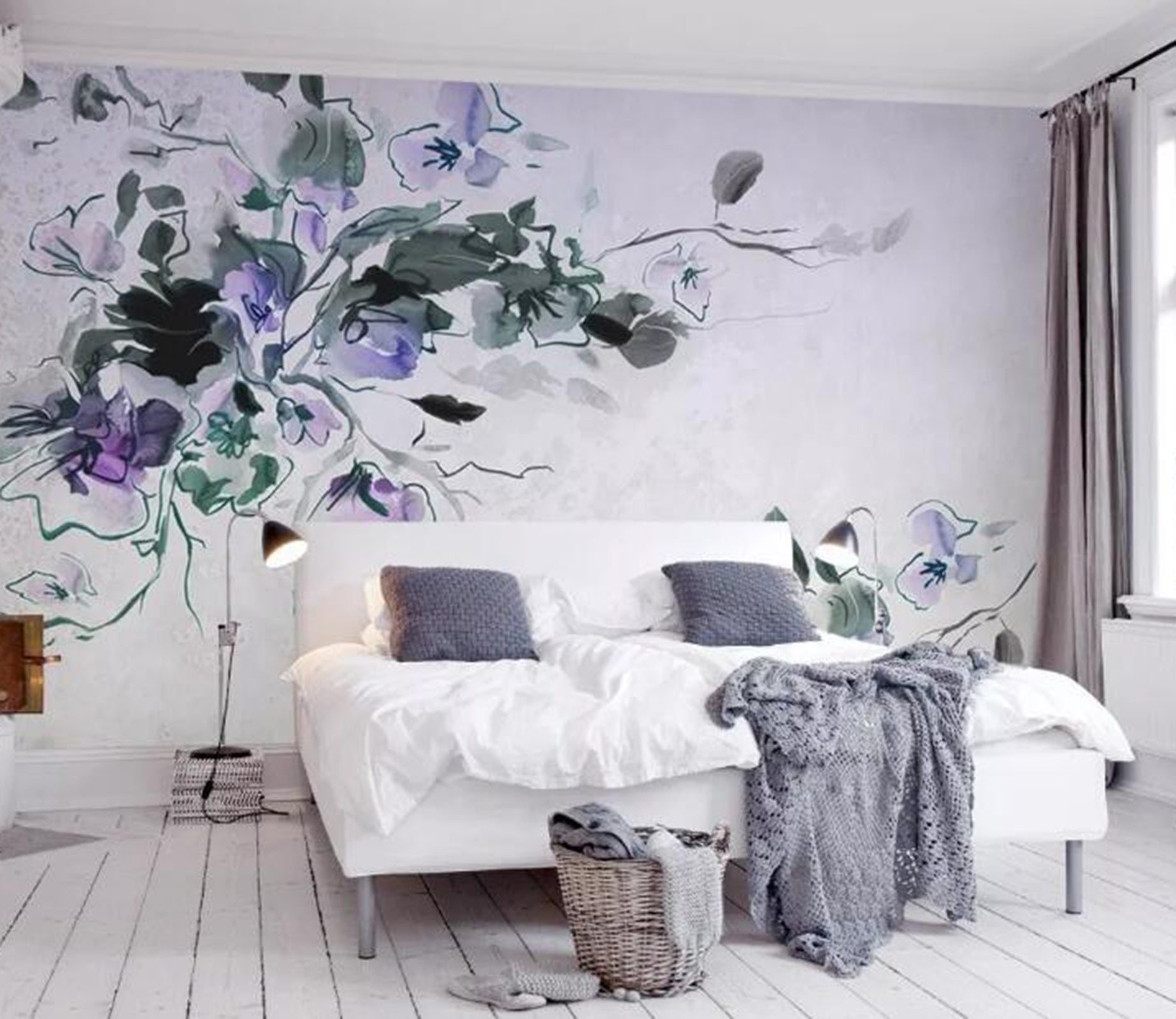 3D Purple Flowers WG29 Wall Murals Wallpaper AJ Wallpaper 2 