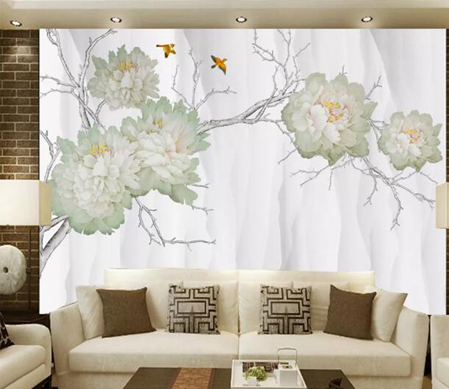 3D White Peony WC1202 Wall Murals