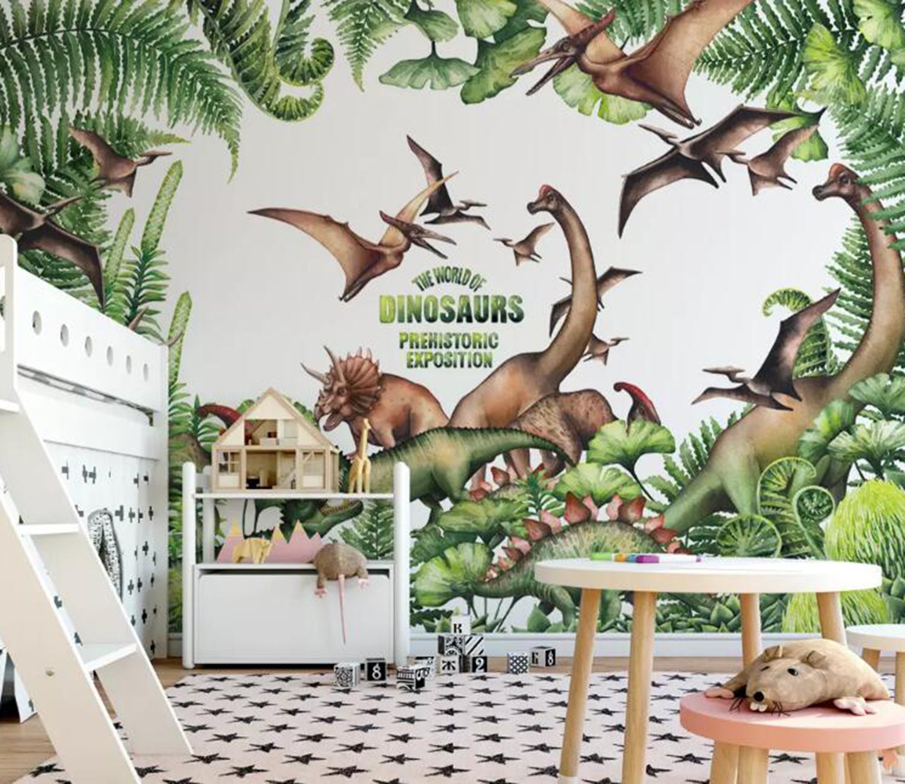 3D Green Leaf Dinosaur WG73 Wall Murals Wallpaper AJ Wallpaper 2 