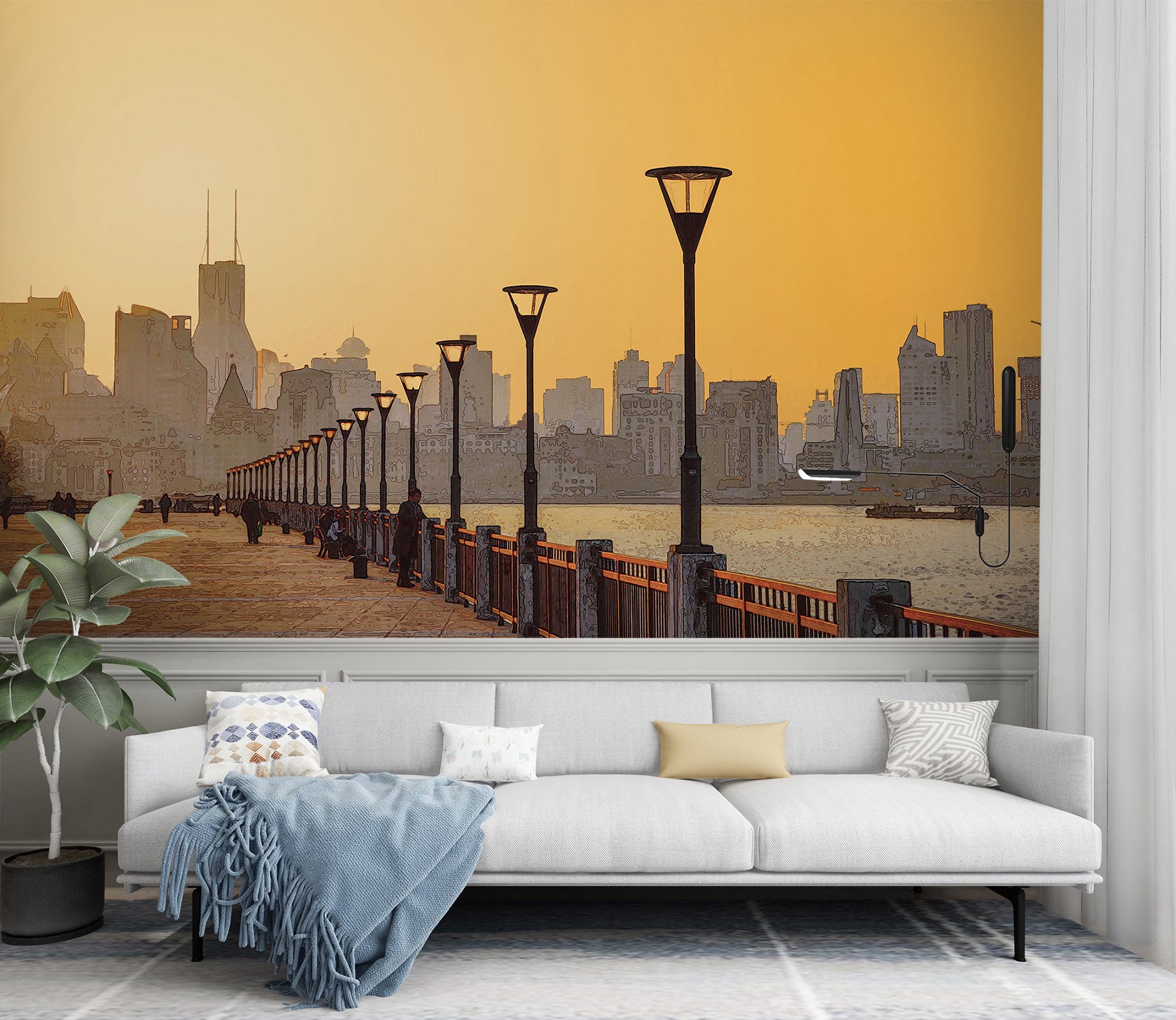 3D Building Riverside Street Light 9136 Alius Herb Wall Mural Wall Murals