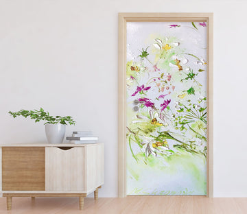 3D Watercolor Pink Flowers 841 Skromova Marina Door Mural