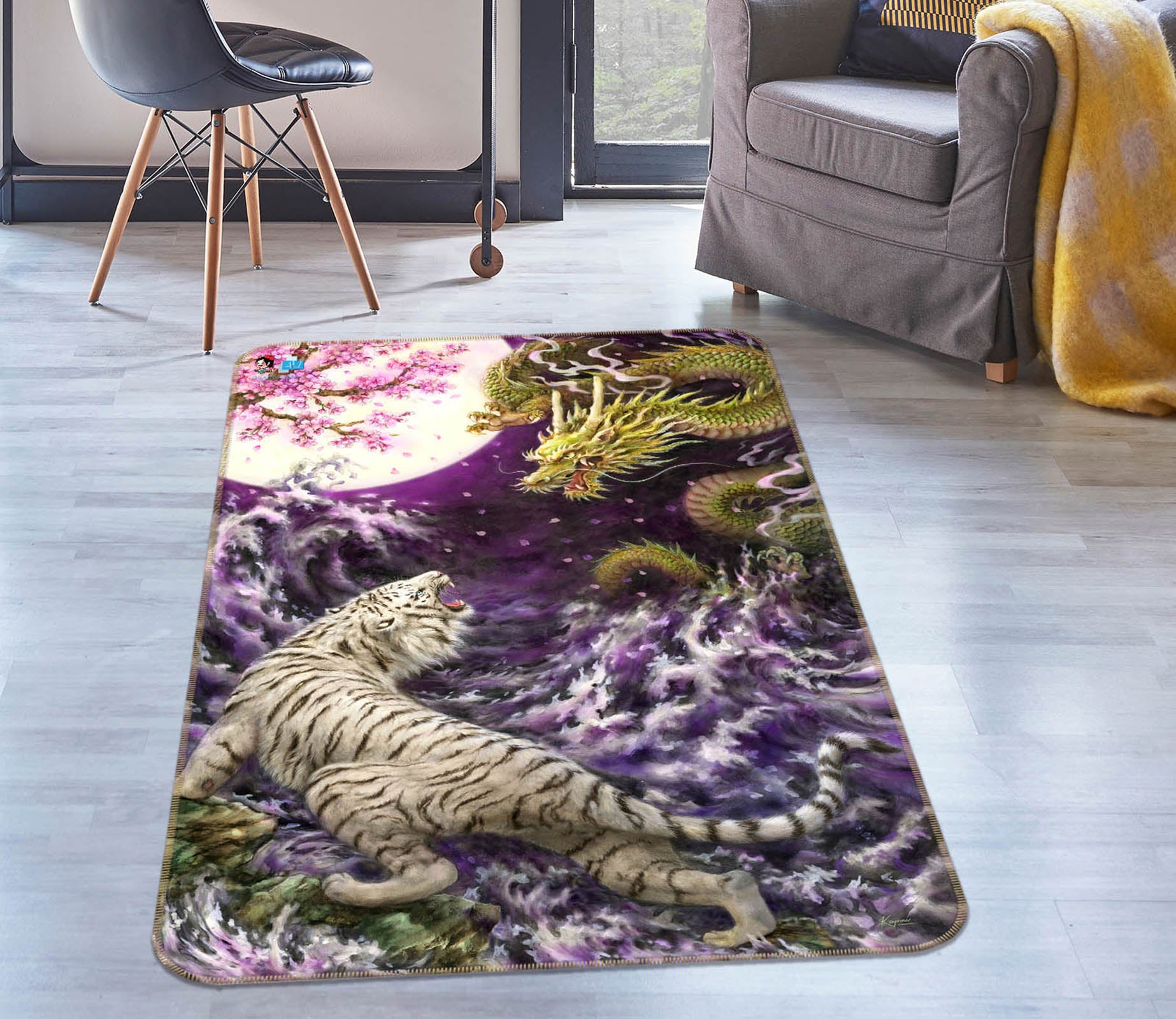 3D Tiger Dragon 5762 Kayomi Harai Rug Non Slip Rug Mat