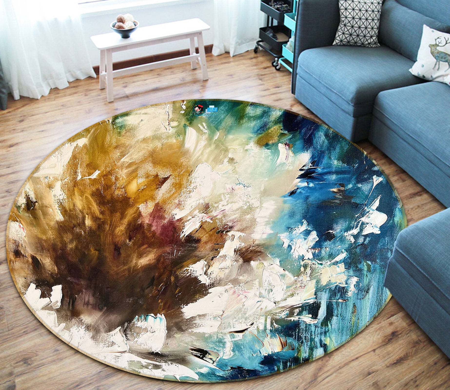 3D Painted Art 786 Skromova Marina Rug Round Non Slip Rug Mat