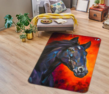 3D Black Horse 1152 Skromova Marina Rug Non Slip Rug Mat