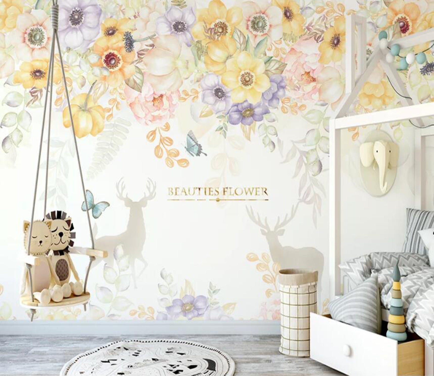 3D Colored Flowers WC86 Wall Murals Wallpaper AJ Wallpaper 2 