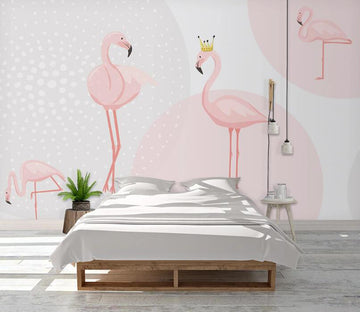 3D Shy Flamingos 1102 Wall Murals