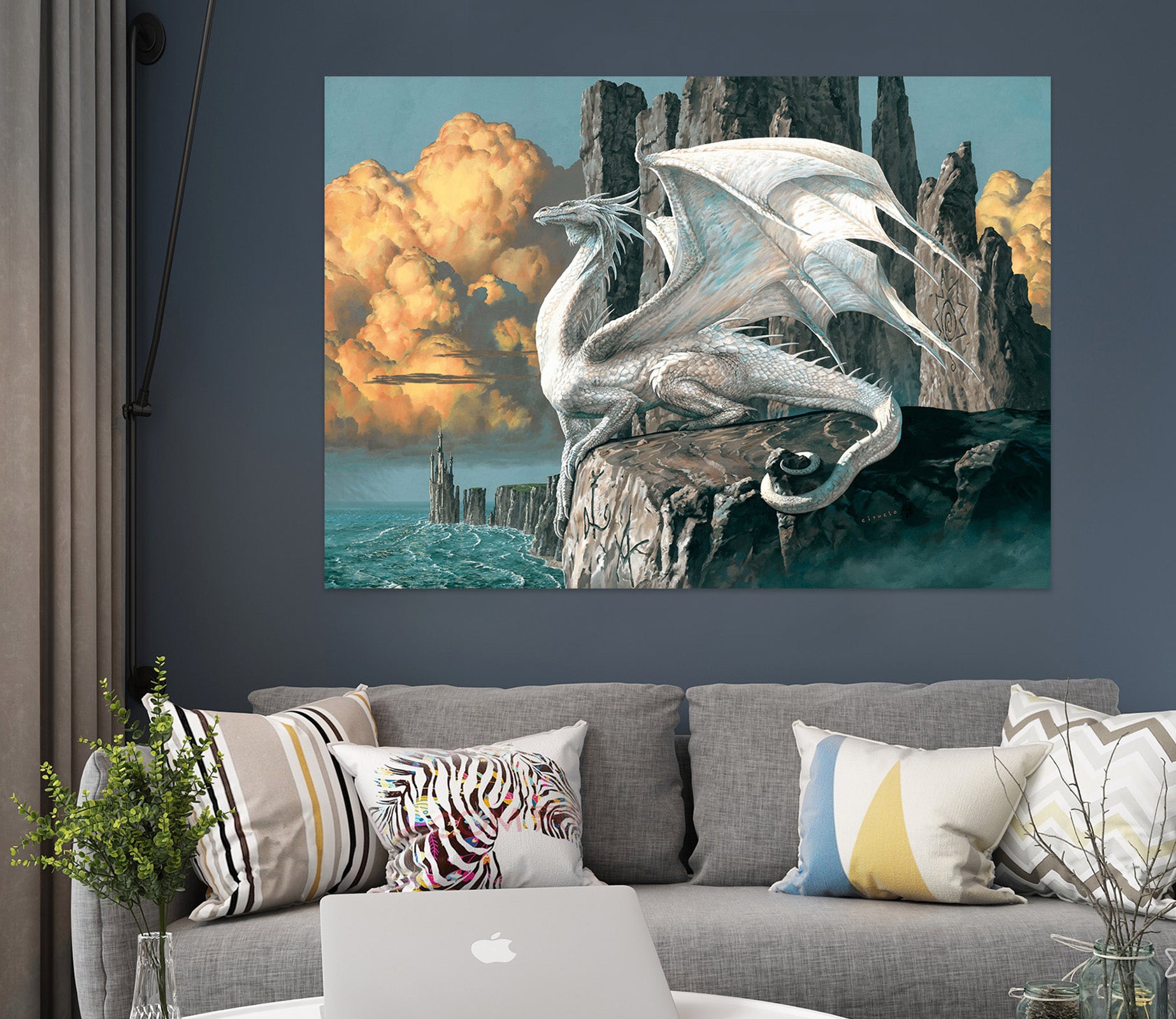 3D White Dragon 8043 Ciruelo Wall Sticker