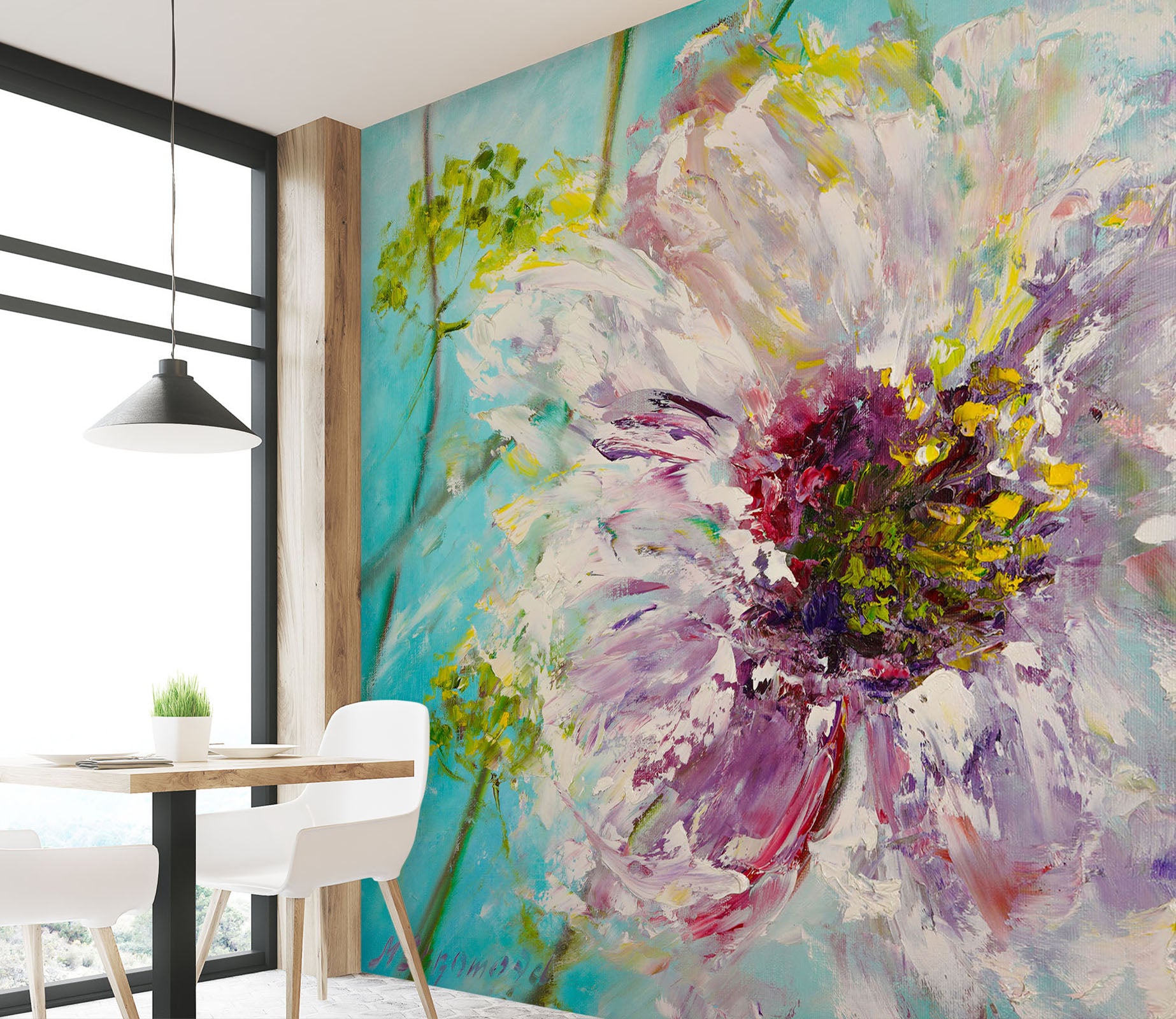 3D Pink Painted Flowers 210 Skromova Marina Wall Mural Wall Murals