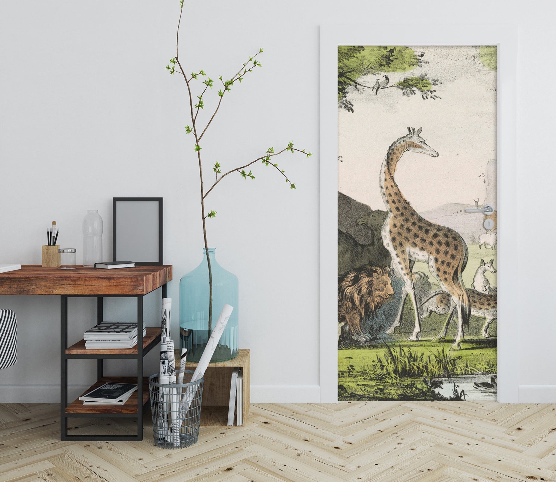 3D Trees Giraffe Animals 11880 Andrea Haase Door Mural