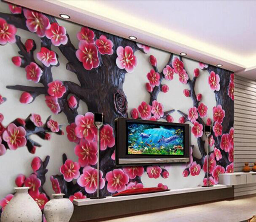 3D Plum Blossom Decoration WC113 Wall Murals