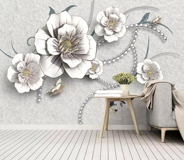 3D Diamond White Flower WC2722 Wall Murals