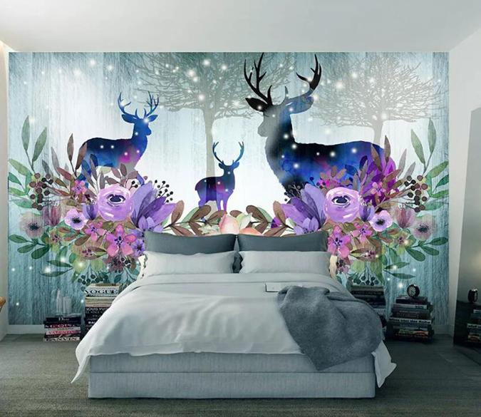 3D Elk Flowers 136 Wall Murals Wallpaper AJ Wallpaper 2 