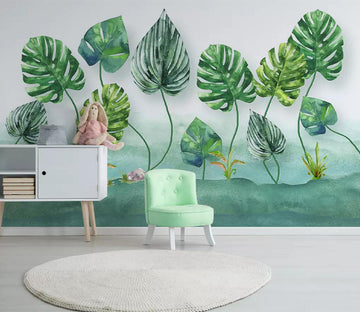 3D Green Leaf WC623 Wall Murals