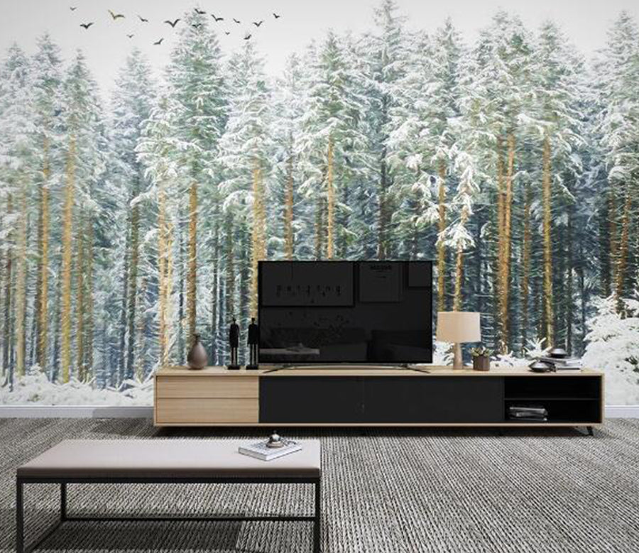 3D Forest Snow WC1458 Wall Murals