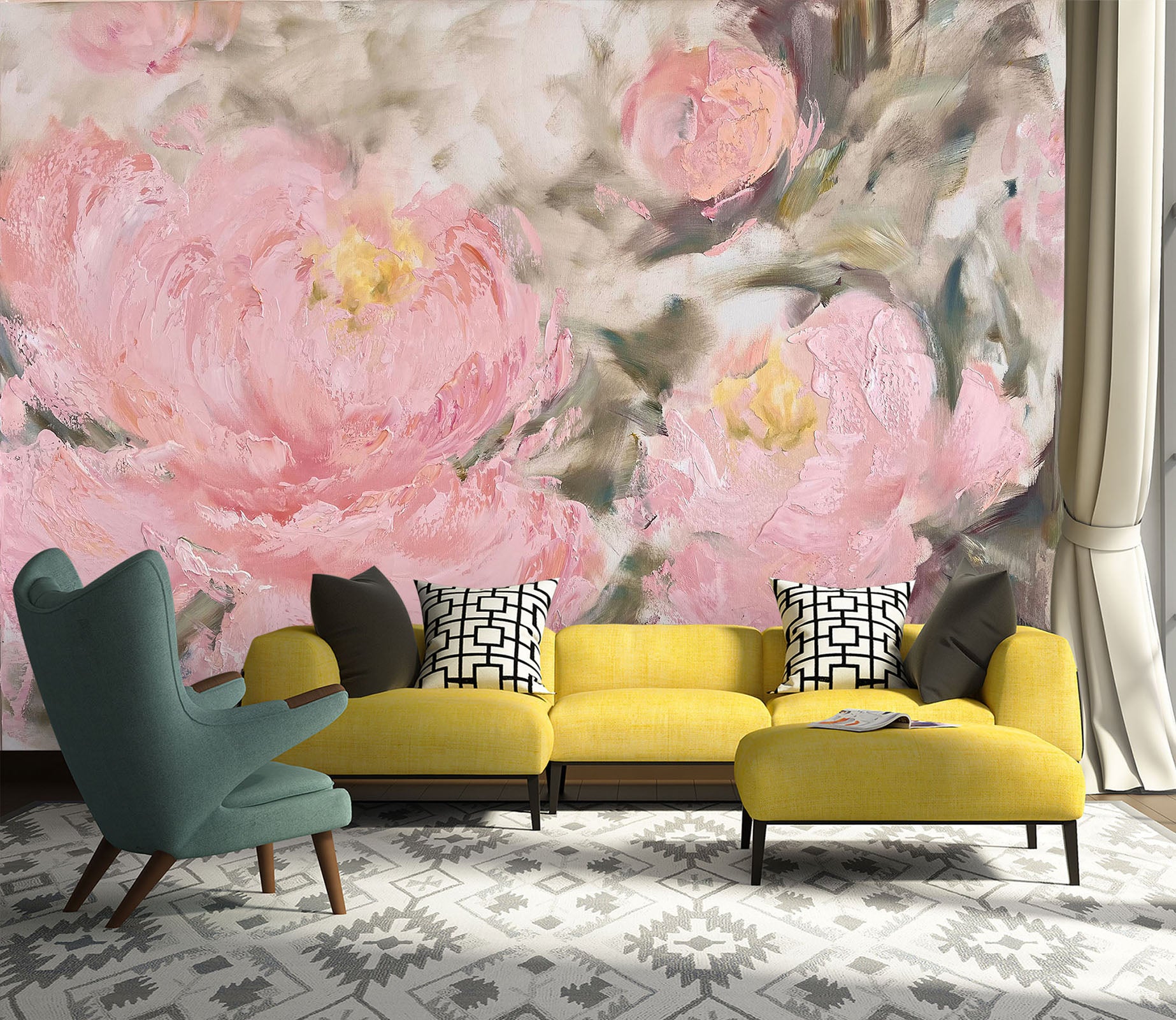 3D Pink Flowers 3101 Skromova Marina Wall Mural Wall Murals