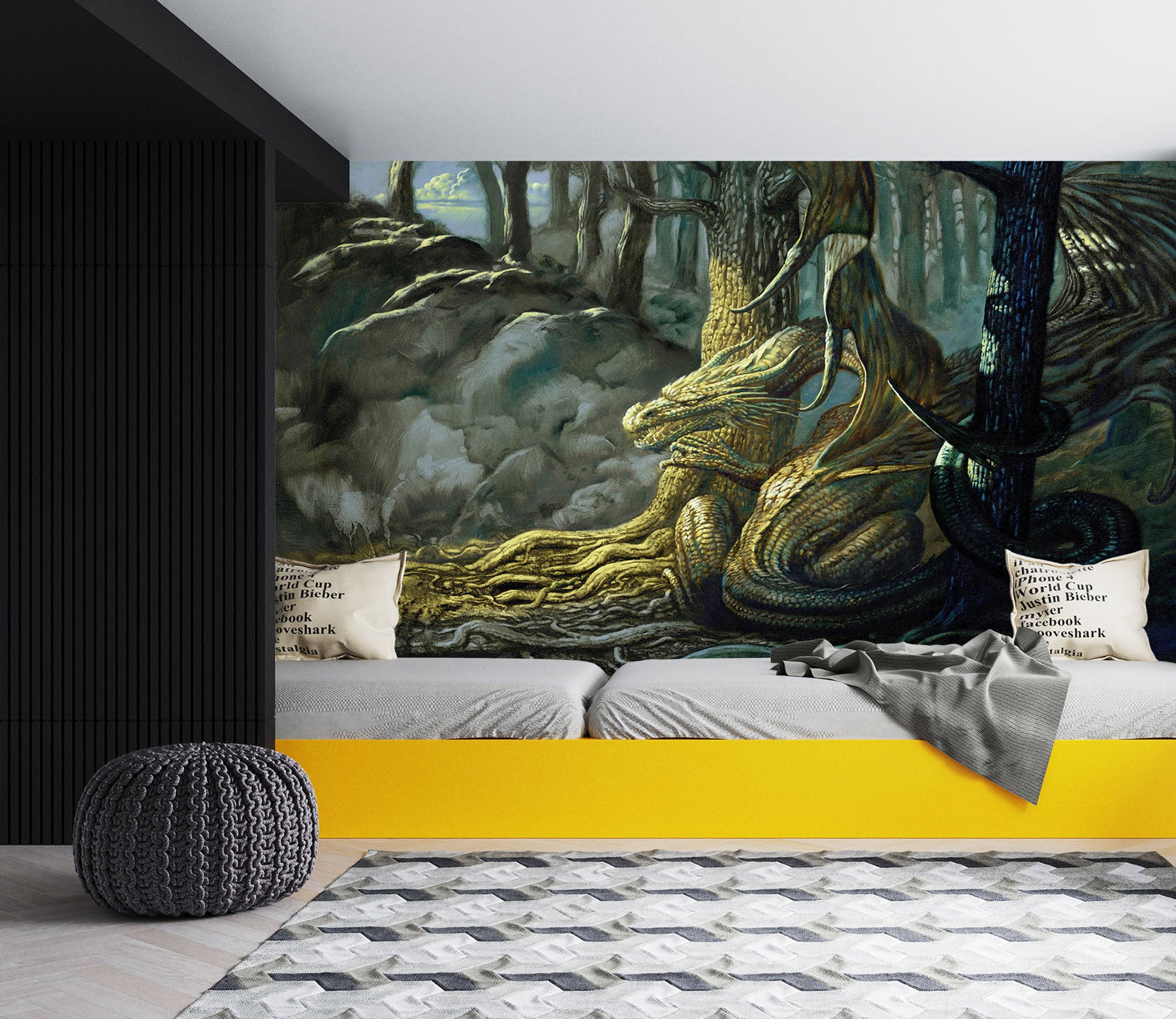 3D Forest Dragon 7072 Ciruelo Wall Mural Wall Murals