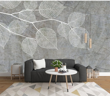 3D White Leaves WC510 Wall Murals