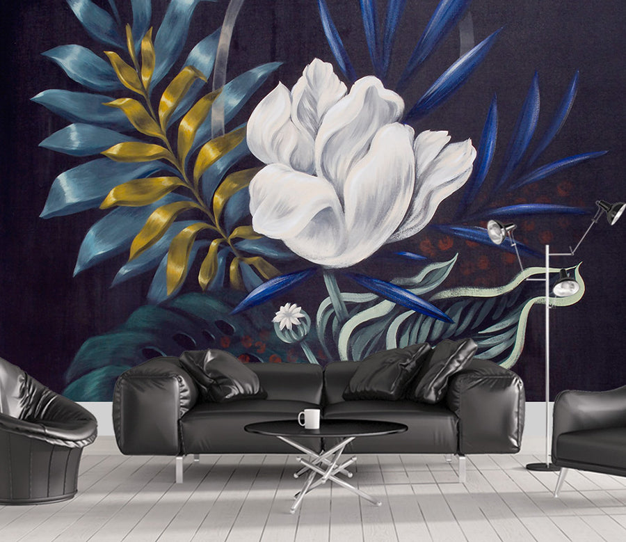 3D White Flower WG106 Wall Murals