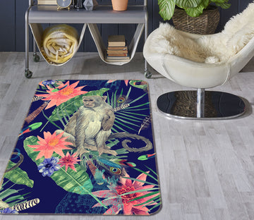 3D Monkey Flower 190 Animal Non Slip Rug Mat