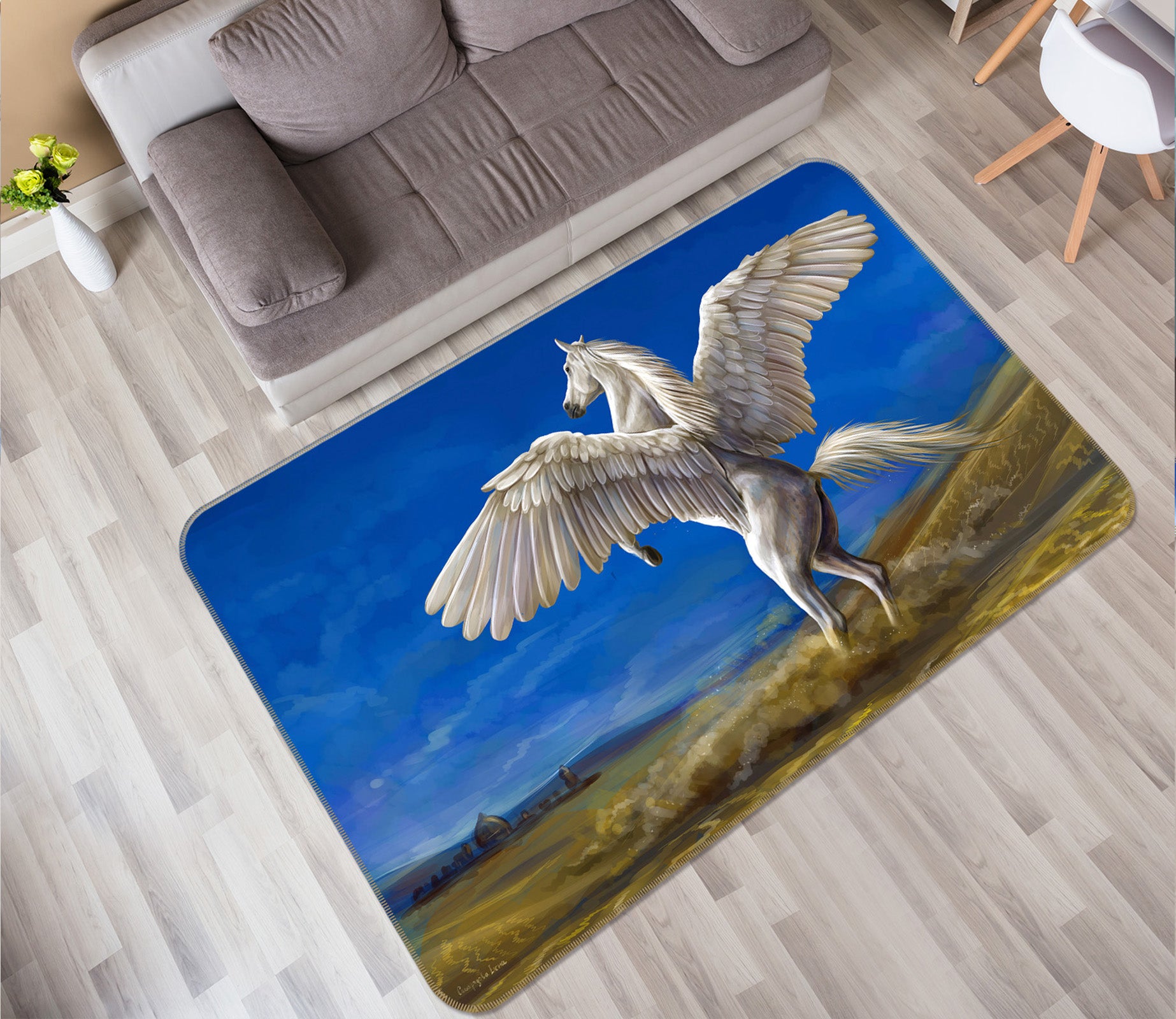 3D Pegasus Steppe 118 Animal Non Slip Rug Mat