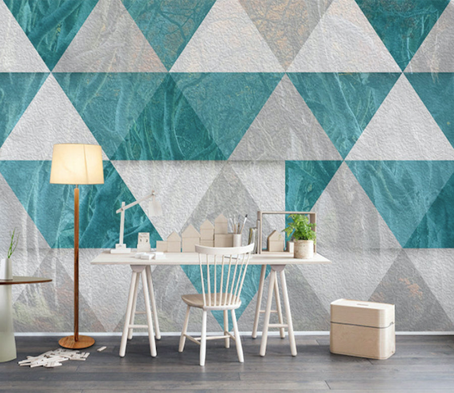 3D Green Triangle Brick WG153 Wall Murals