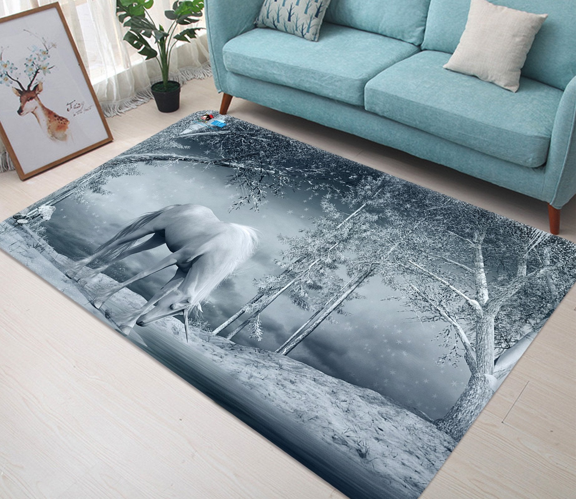 3D Unicorn Grazing 71 Non Slip Rug Mat Mat AJ Creativity Home 