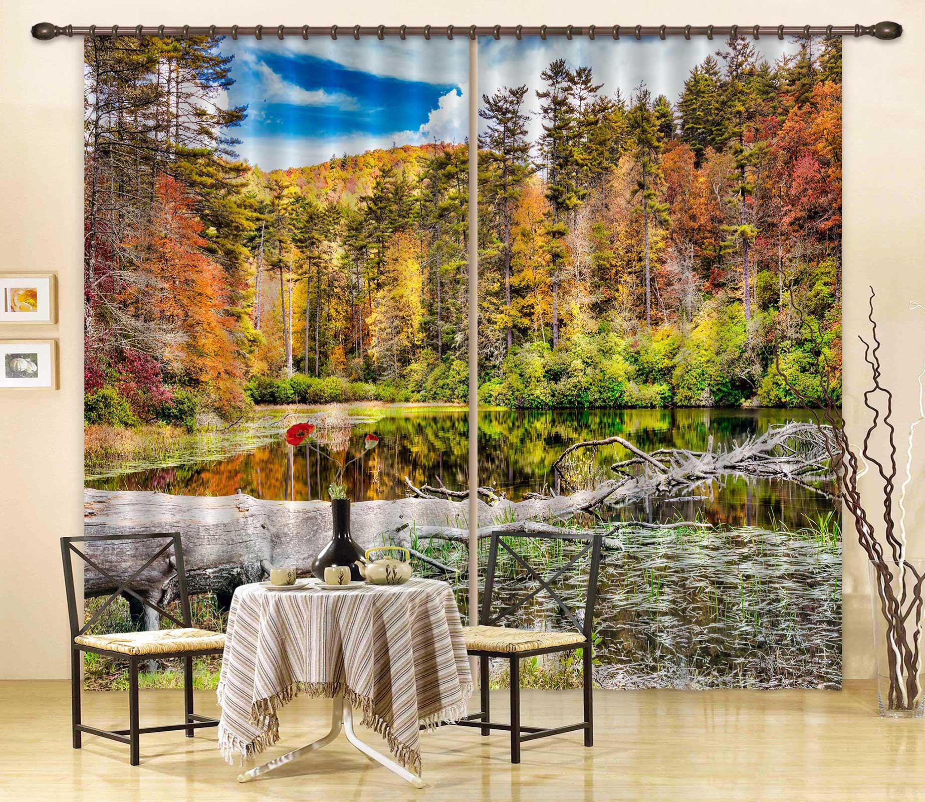 3D Forest Trees 5352 Beth Sheridan Curtain Curtains Drapes