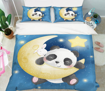 3D Moon Panda 67007 Bed Pillowcases Quilt