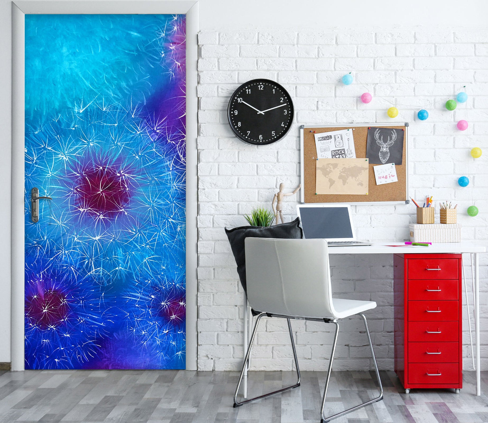 3D Blue Dandelion 3149 Skromova Marina Door Mural