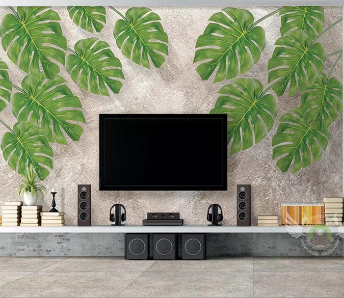 3D Green Leaf 445 Wall Murals Wallpaper AJ Wallpaper 2 