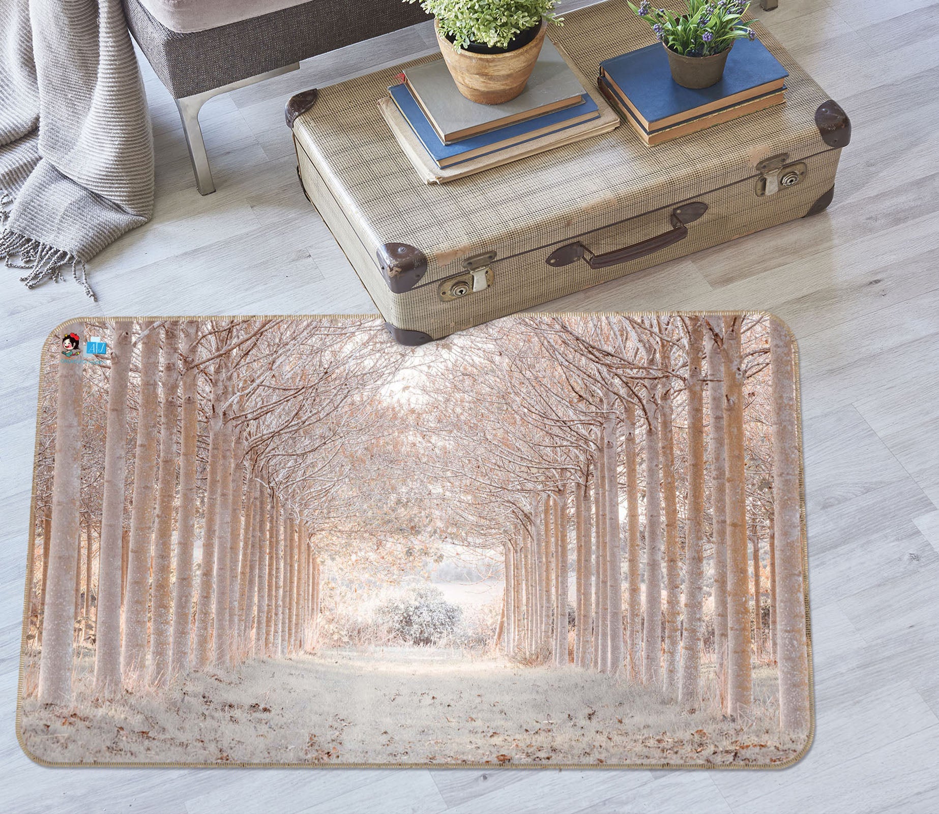 3D Winter Woods 6730 Assaf Frank Rug Non Slip Rug Mat