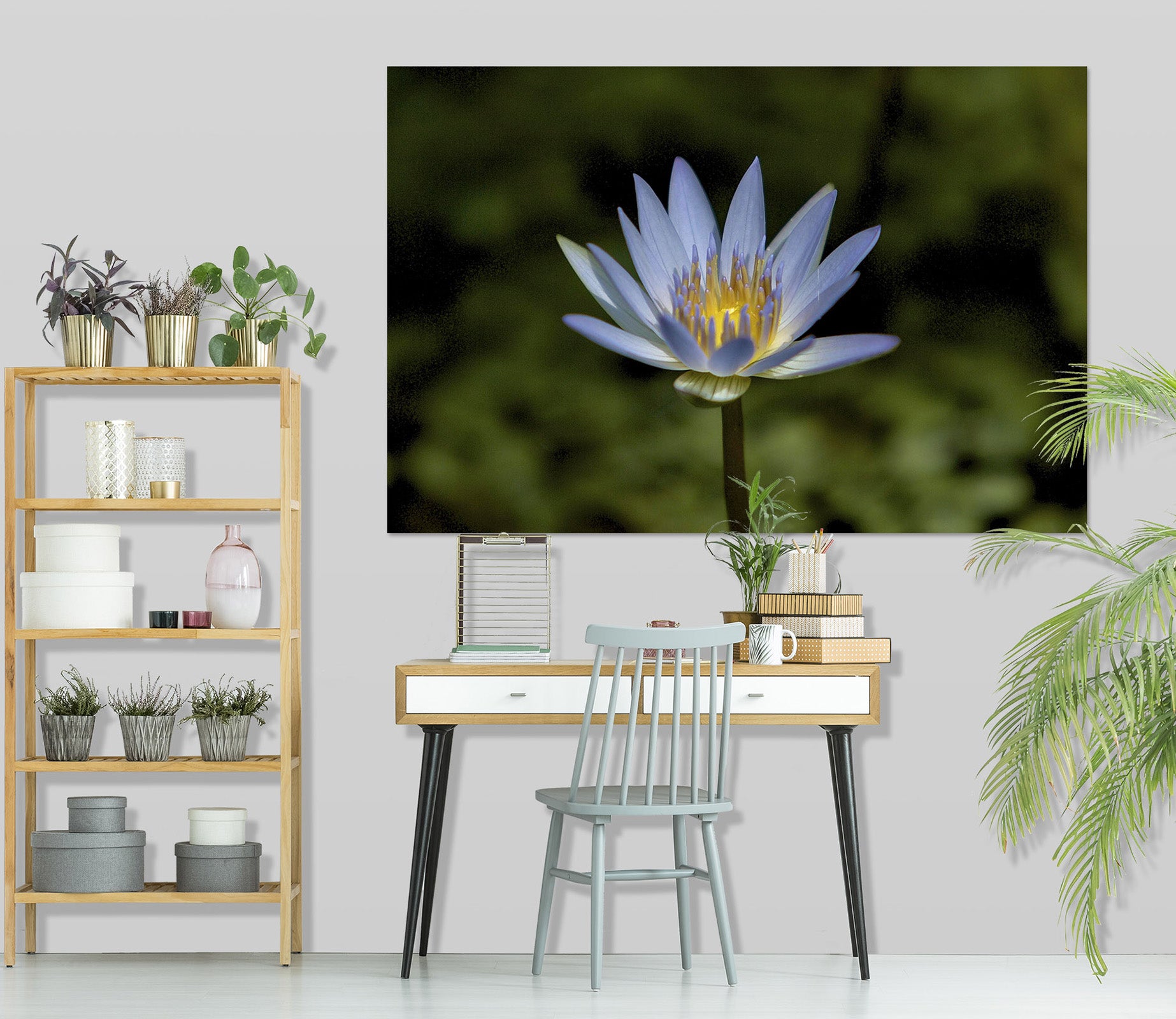 3D Lavendar Water Lily 016 Kathy Barefield Wall Sticker